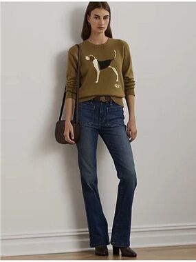 Ralph Lauren Beagle Dog Intarsia Knit LS Sweater NWT Womens Size XXS